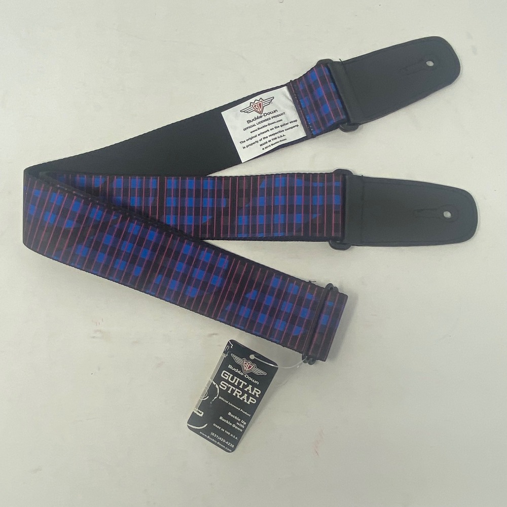 Buckle-Down Guitar Strap Blue Purple Plaid Pink Stripe Made in USA GS-W30882